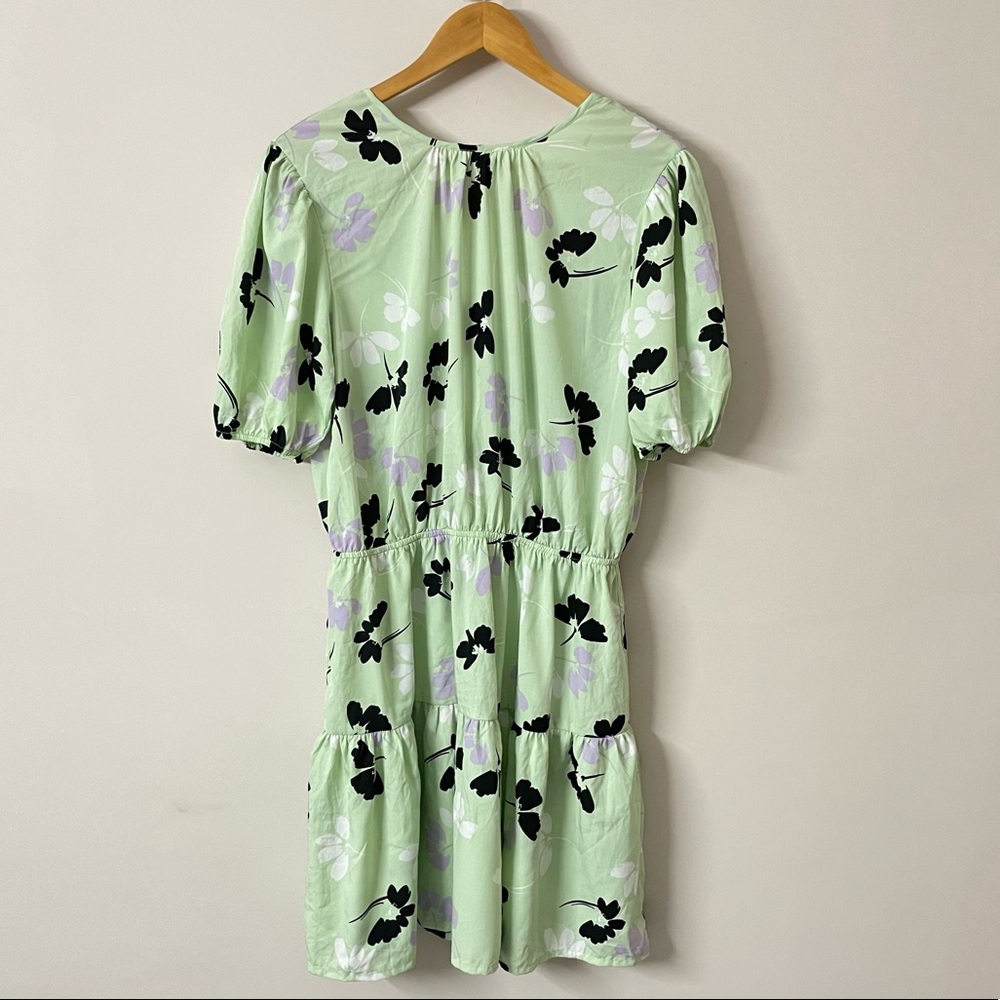 Size- XL, Floral Printed Dress in pastel green - Picture 1 of 7
